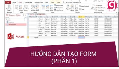 HƯỚNG DẪN CÁCH TẠO FORM TRONG MICROSOFT ACCESS